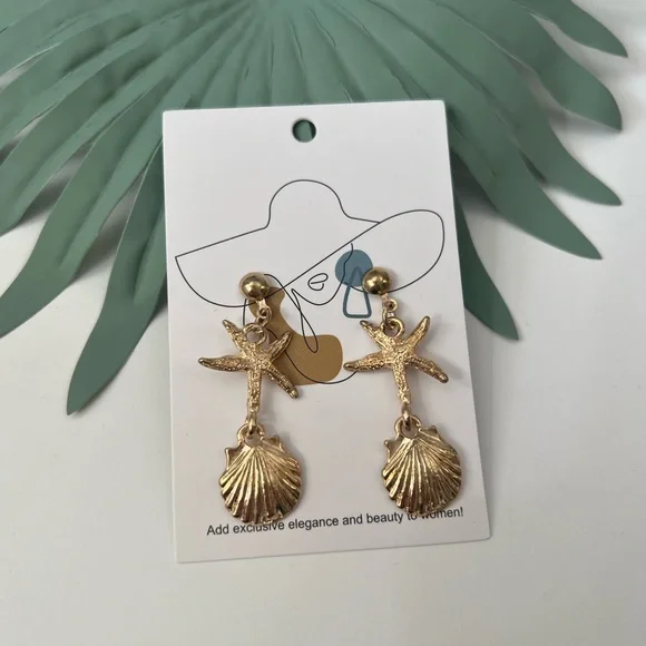 NEW Gorgeous Sea Shell Star Fish Statement Earrings ✨ - Picture 1 of 3